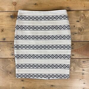 Ann Taylor Petite White Cotton Skirt Southwestern Pencil‎